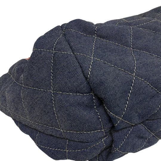 CHANEL Shoulder Bag canvas blue Coco Cabas Women Used Authentic