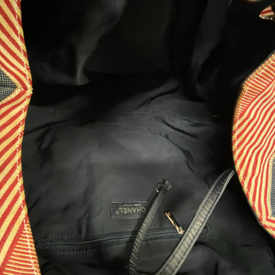 CHANEL Shoulder Bag canvas blue Coco Cabas Women Used Authentic