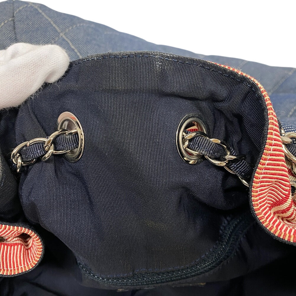 CHANEL Shoulder Bag canvas blue Coco Cabas Women Used Authentic