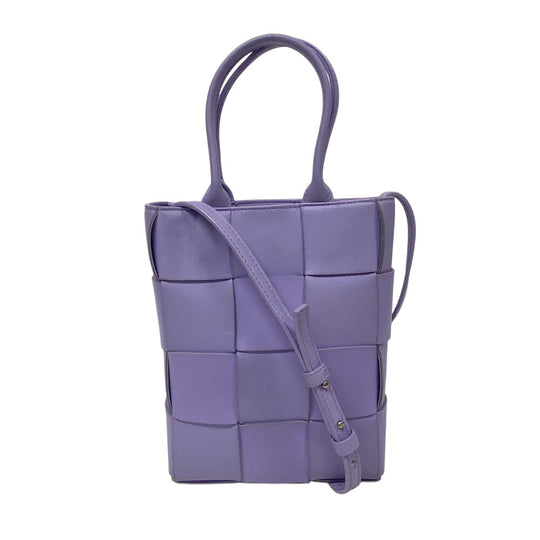 BOTTEGAVENETA Handbag leather purple 2WAY handbag Maxi INTRECCIATO Cassette Women Used Authentic