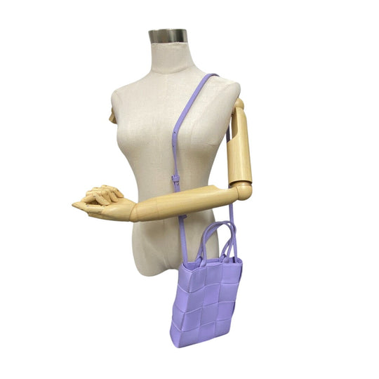 BOTTEGAVENETA Handbag leather purple 2WAY handbag Maxi INTRECCIATO Cassette Women Used Authentic