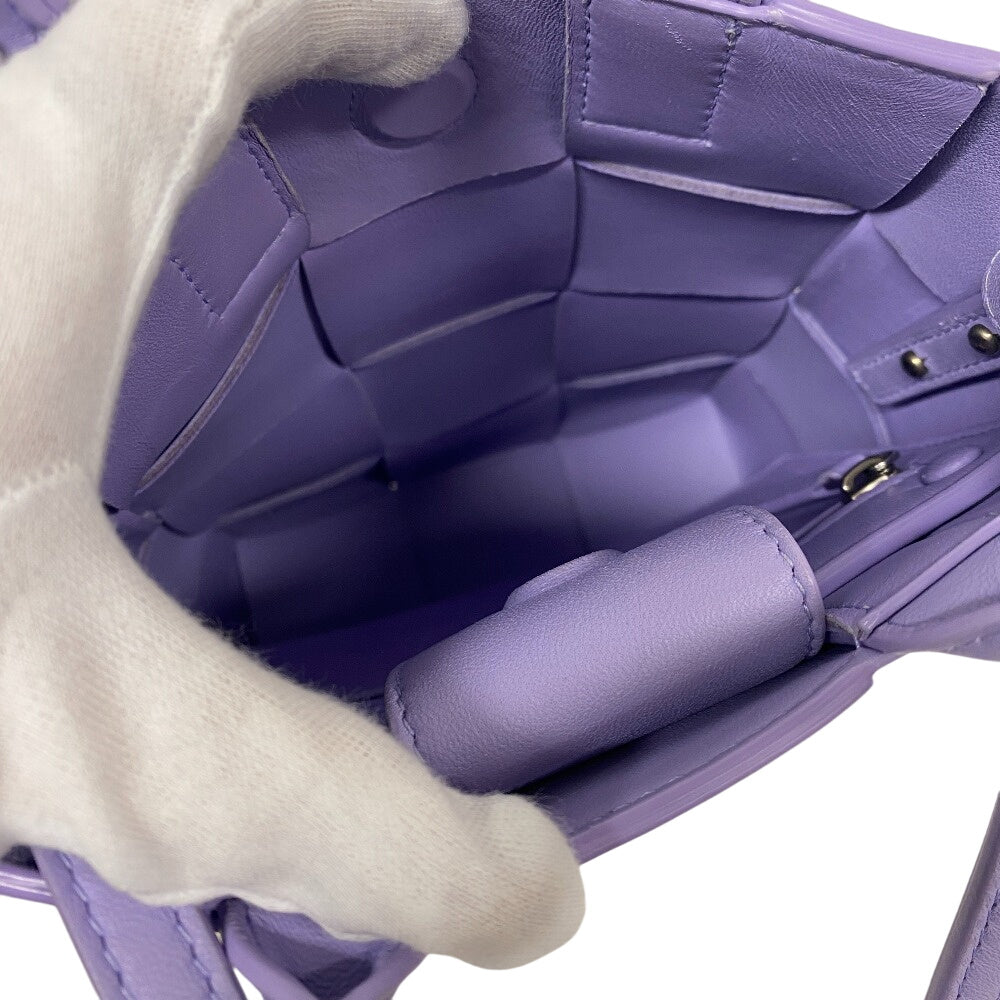BOTTEGAVENETA Handbag leather purple 2WAY handbag Maxi INTRECCIATO Cassette Women Used Authentic