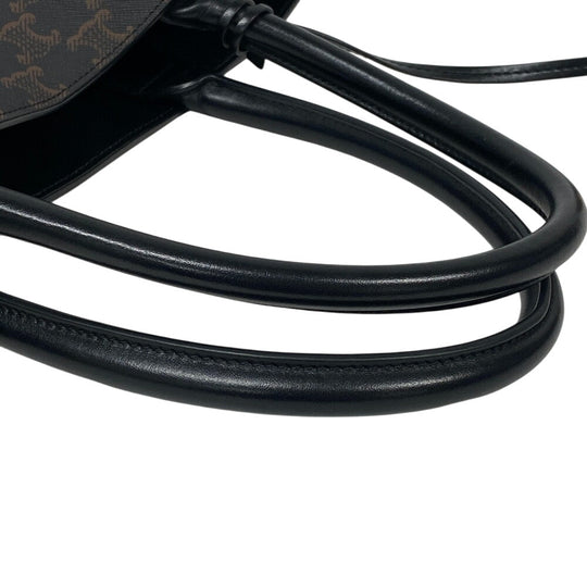 CELINE Tote Bag PVC, Leather black Triomphe Vertical Cover Women Used Authentic