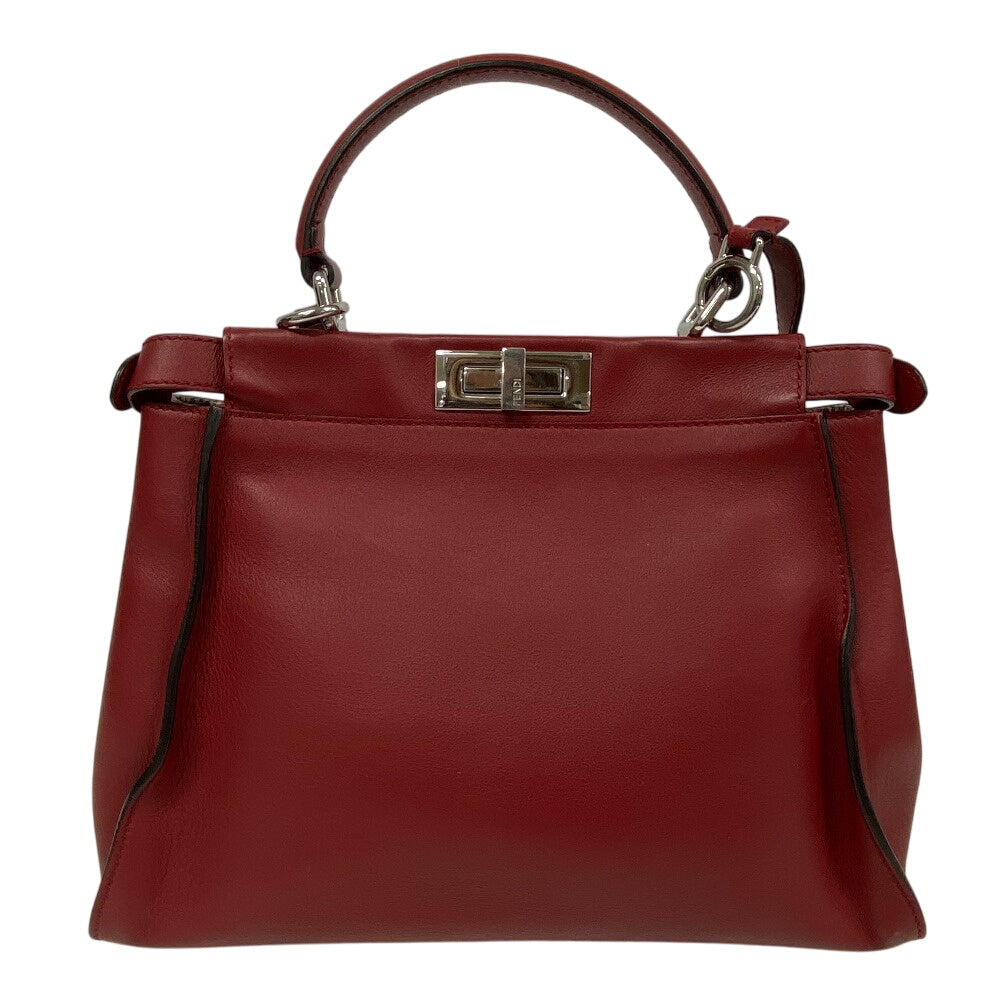 FENDI Handbag 8BN290 leather Red 2WAY Shoulder Bag Peek-a-boo regular Women Used Authentic