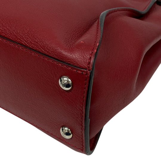 FENDI Handbag 8BN290 leather Red 2WAY Shoulder Bag Peek-a-boo regular Women Used Authentic