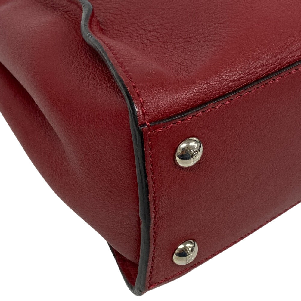FENDI Handbag 8BN290 leather Red 2WAY Shoulder Bag Peek-a-boo regular Women Used Authentic