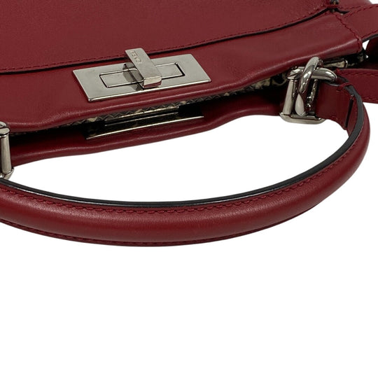 FENDI Handbag 8BN290 leather Red 2WAY Shoulder Bag Peek-a-boo regular Women Used Authentic