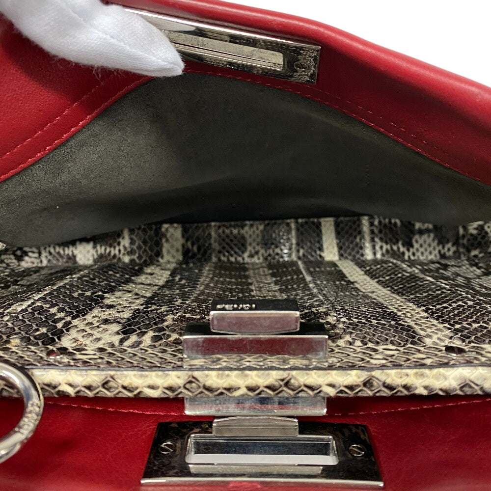 FENDI Handbag 8BN290 leather Red 2WAY Shoulder Bag Peek-a-boo regular Women Used Authentic