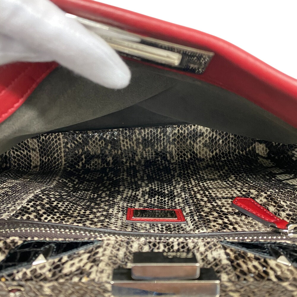 FENDI Handbag 8BN290 leather Red 2WAY Shoulder Bag Peek-a-boo regular Women Used Authentic