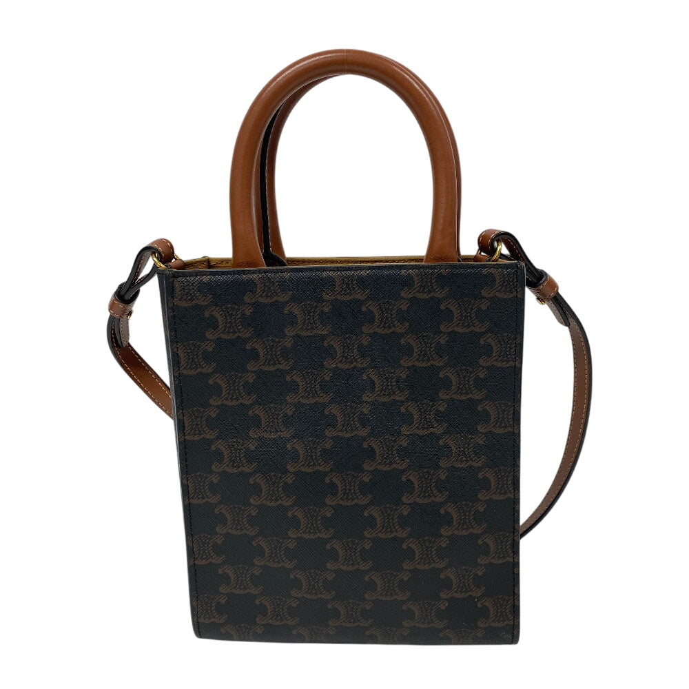 CELINE Shoulder Bag PVC, Leather black Triomphe Mini Vertical Cover Women Used Authentic