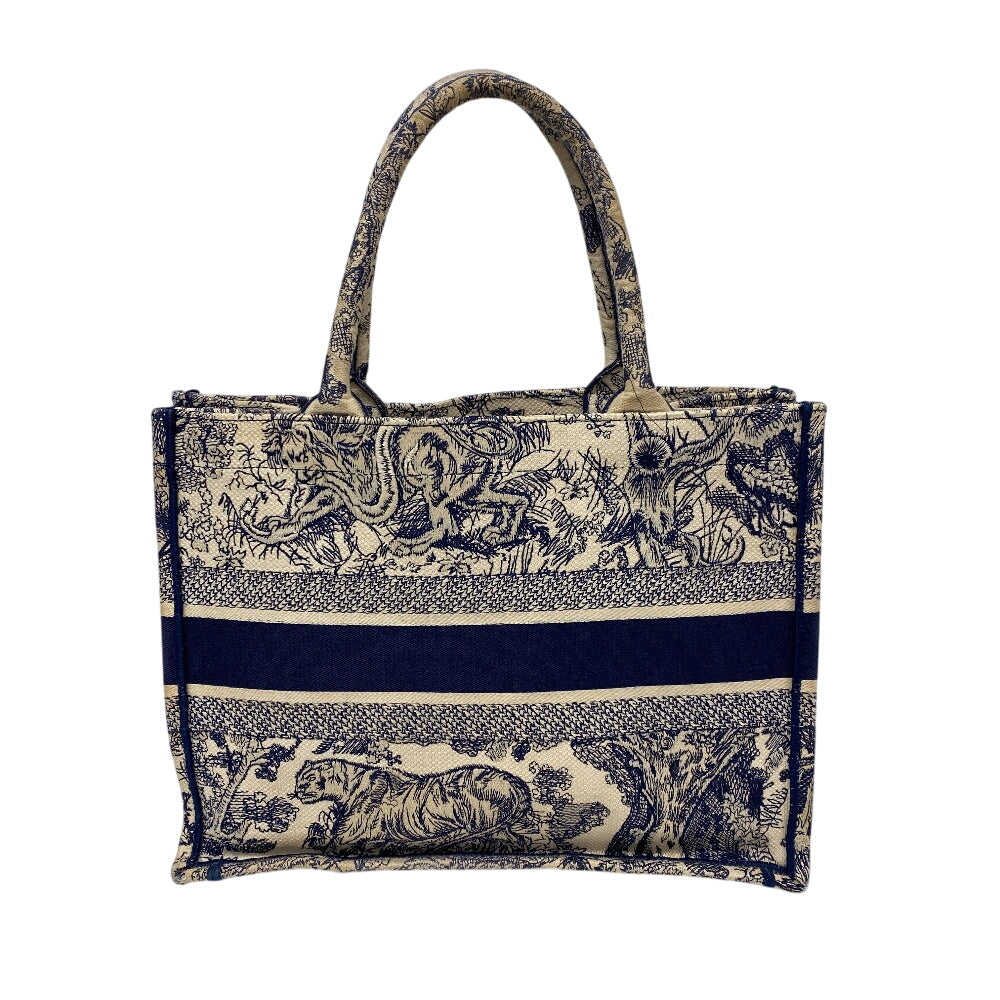Christian Dior Tote Bag canvas white Toile de Jouy Embroidered Women Used Authentic