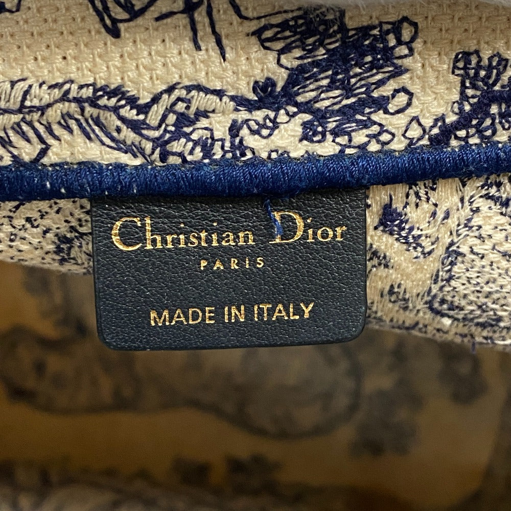 Christian Dior Tote Bag canvas white Toile de Jouy Embroidered Women Used Authentic