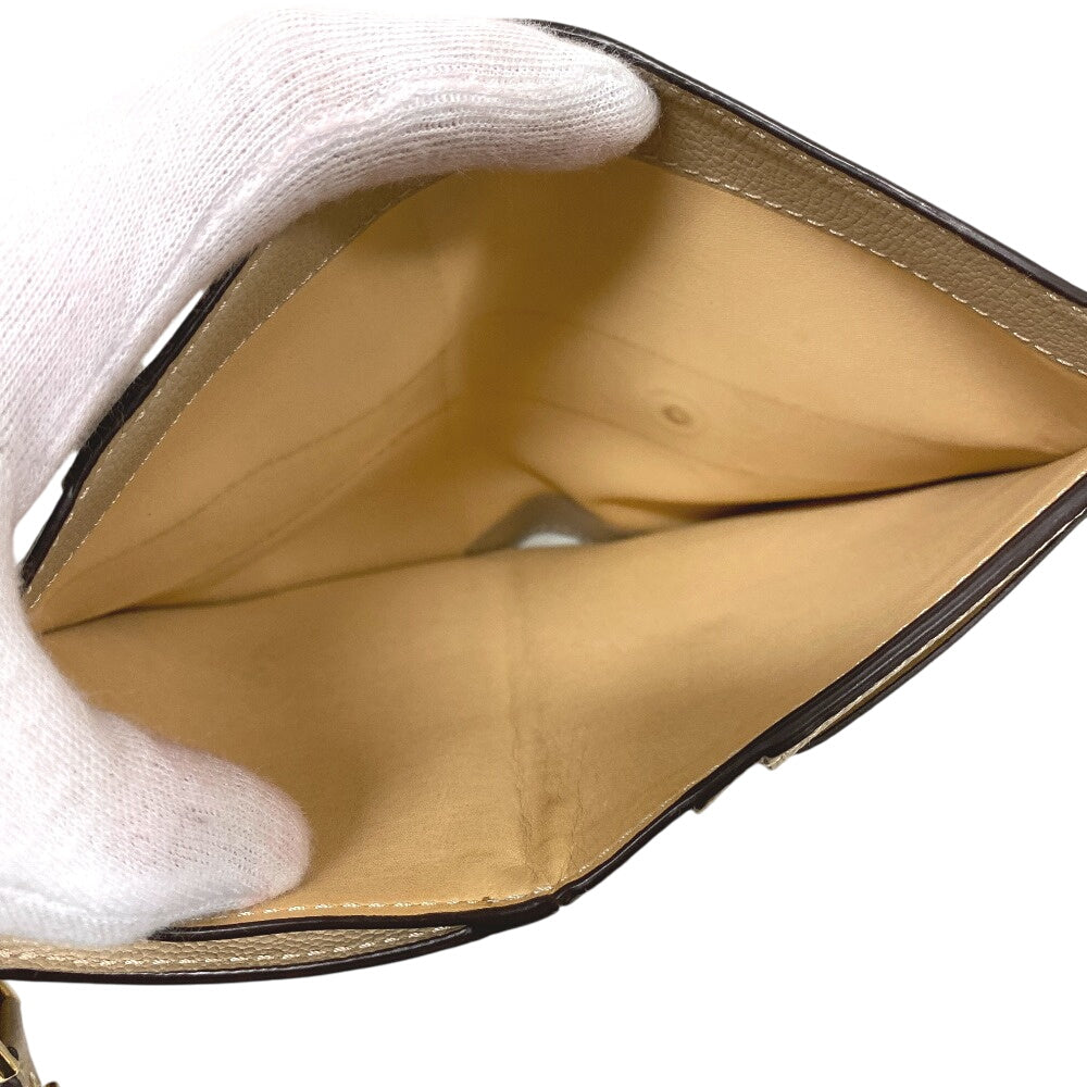 DELVAUX Bifold Wallet leather beige AB0493AAU0 24FDO Women Used Authentic