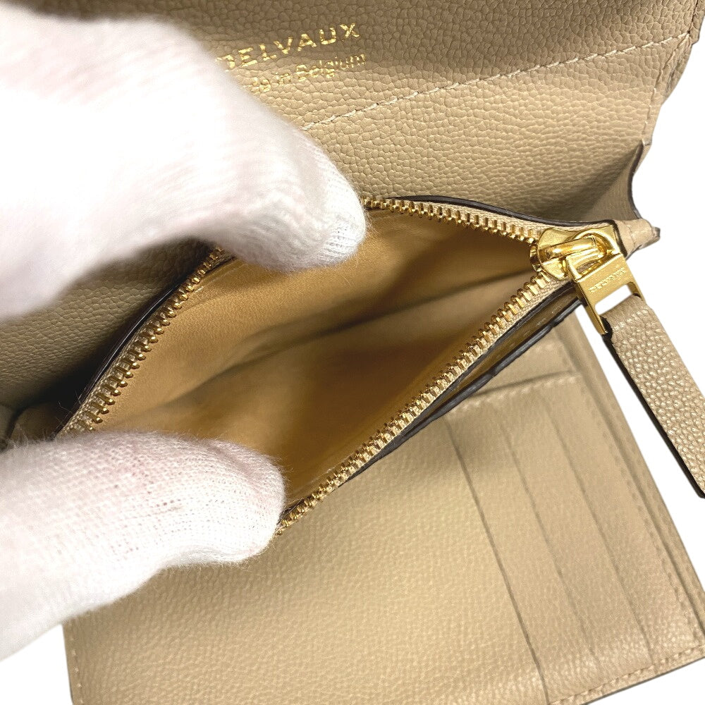 DELVAUX Bifold Wallet leather beige AB0493AAU0 24FDO Women Used Authentic