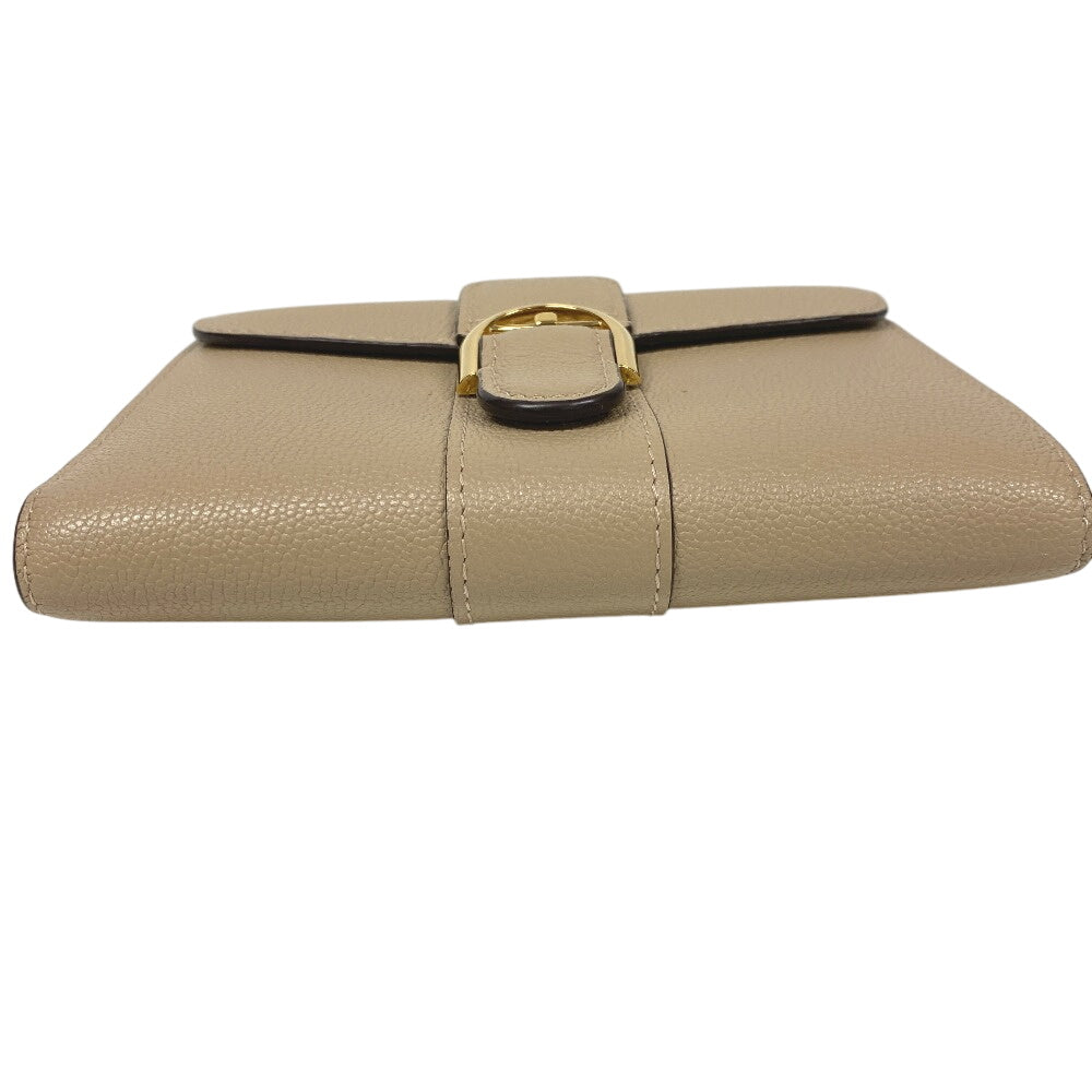 DELVAUX Bifold Wallet leather beige AB0493AAU0 24FDO Women Used Authentic