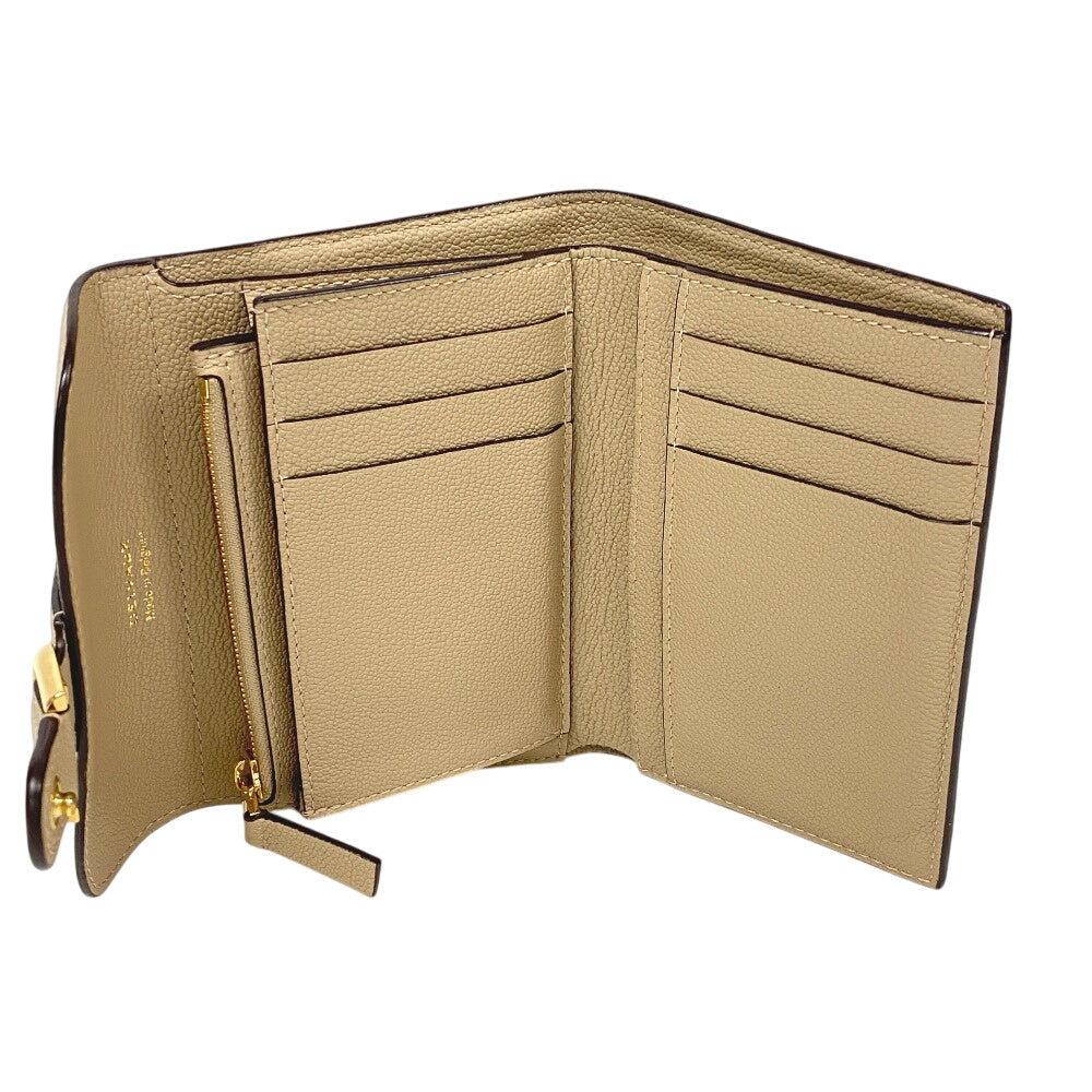 DELVAUX Bifold Wallet leather beige AB0493AAU0 24FDO Women Used Authentic
