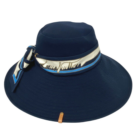 LOUIS VUITTON hat M7496M cotton Navy Bucket hat Women Used Authentic