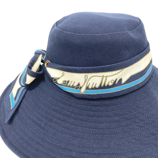 LOUIS VUITTON hat M7496M cotton Navy Bucket hat Women Used Authentic