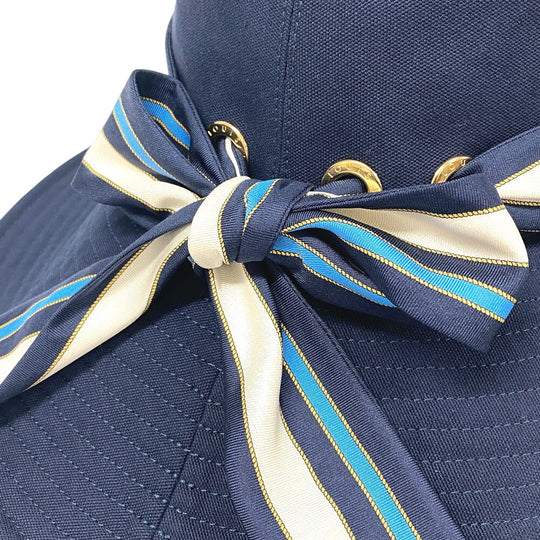 LOUIS VUITTON hat M7496M cotton Navy Bucket hat Women Used Authentic