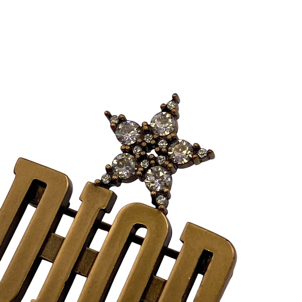 Dior Brooch Gold Plated, Rhinestone gold icon Women Used Authentic