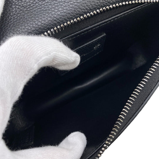 Christian Dior Pouch leather black Grained calfskin mens Used Authentic