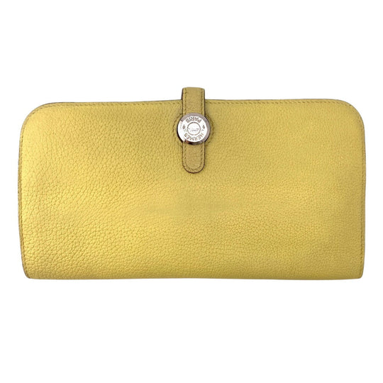 HERMES Long Wallet Purse Taurillon Clemence cream 2015 Long wallet Dogon Long Women Used Authentic
