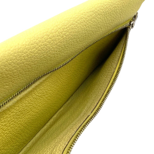 HERMES Long Wallet Purse Taurillon Clemence cream 2015 Long wallet Dogon Long Women Used Authentic