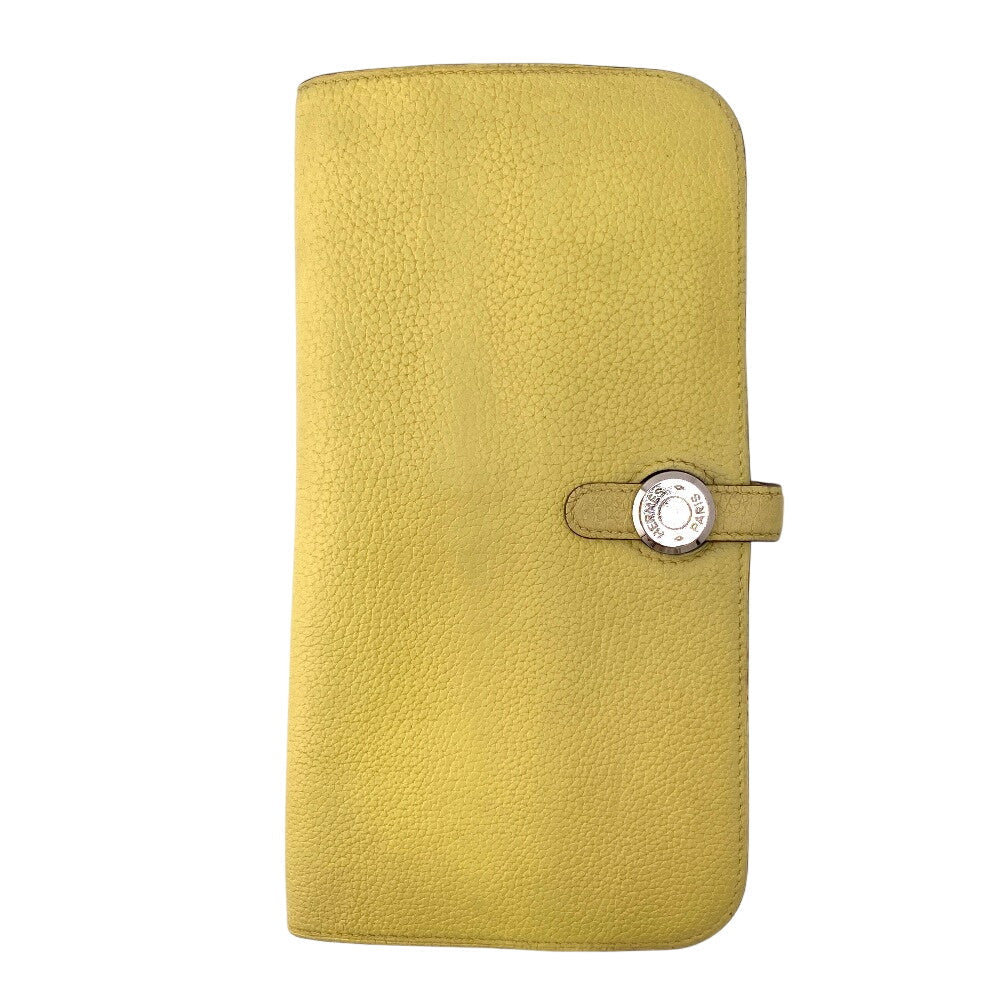 HERMES Long Wallet Purse Taurillon Clemence cream 2015 Long wallet Dogon Long Women Used Authentic