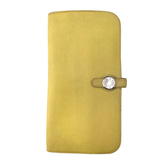 HERMES Long Wallet Purse Taurillon Clemence cream 2015 Long wallet Dogon Long Women Used Authentic