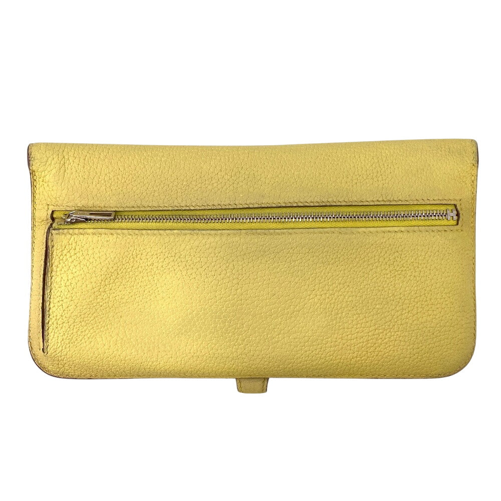HERMES Long Wallet Purse Taurillon Clemence cream 2015 Long wallet Dogon Long Women Used Authentic