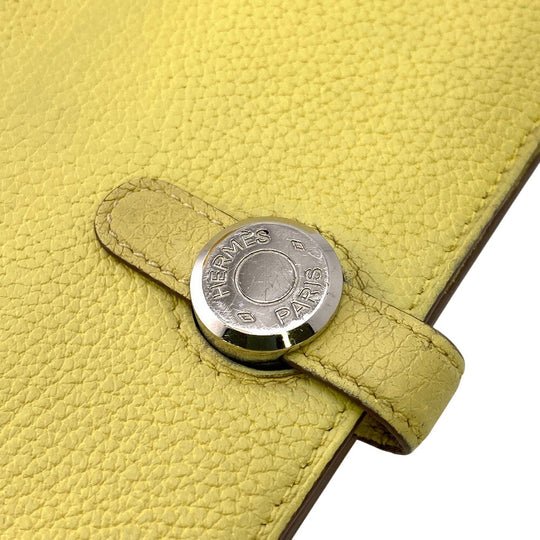 HERMES Long Wallet Purse Taurillon Clemence cream 2015 Long wallet Dogon Long Women Used Authentic
