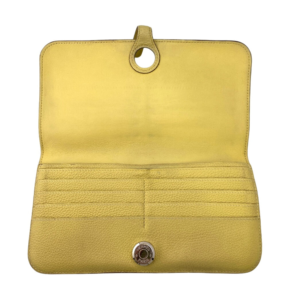 HERMES Long Wallet Purse Taurillon Clemence cream 2015 Long wallet Dogon Long Women Used Authentic
