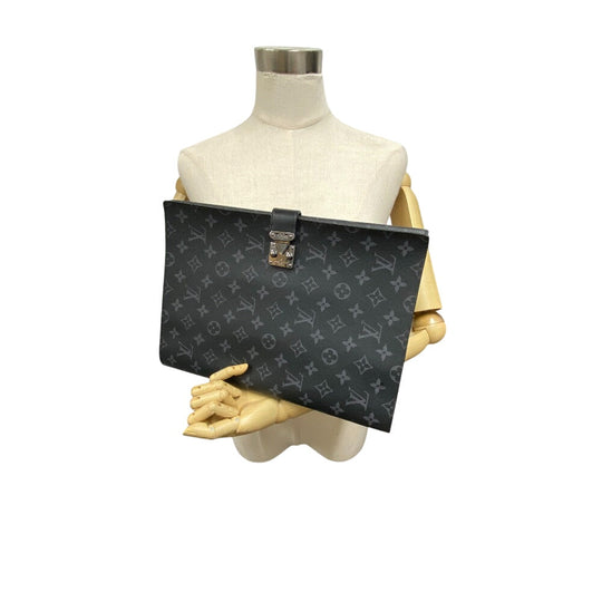 LOUIS VUITTON Briefcase GI0273 leather black Documents case Monogram Eclipse Portodocument Frank GM mens Used Authentic
