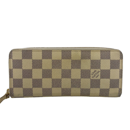 LOUIS VUITTON Long Wallet Purse N61210 Damier Azur white Damier Azur Portefeuille Clemence Women Used Authentic