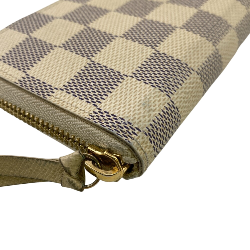 LOUIS VUITTON Long Wallet Purse N61210 Damier Azur white Damier Azur Portefeuille Clemence Women Used Authentic