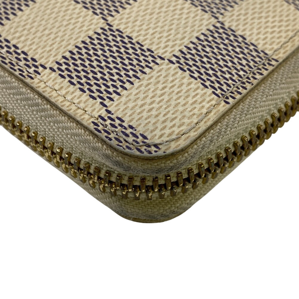 LOUIS VUITTON Long Wallet Purse N61210 Damier Azur white Damier Azur Portefeuille Clemence Women Used Authentic