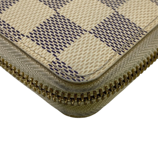 LOUIS VUITTON Long Wallet Purse N61210 Damier Azur white Damier Azur Portefeuille Clemence Women Used Authentic