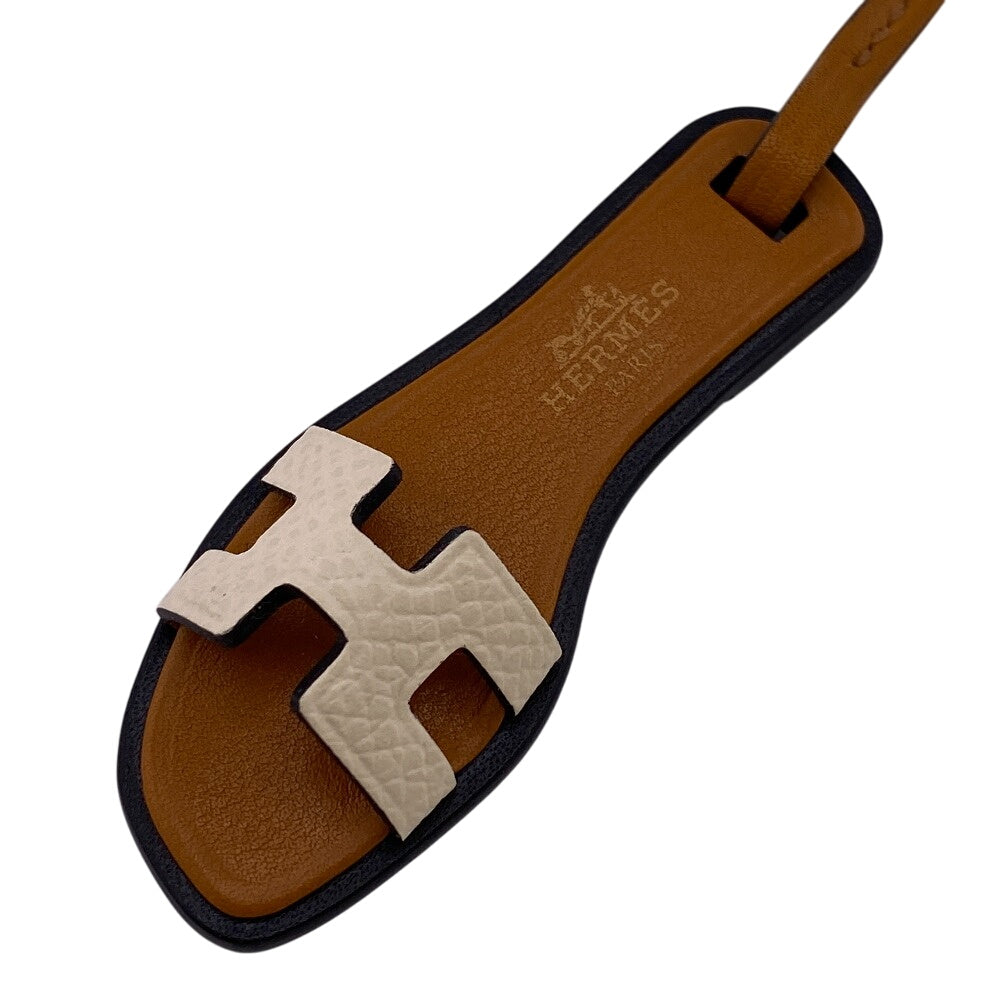 HERMES charm 080148CA leather Brown Oran Nano Women Used Authentic