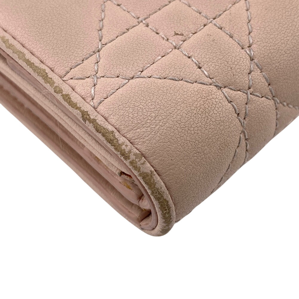 Dior Tri-fold wallet leather pink Compact wallet Lady Dior Canage Women Used Authentic