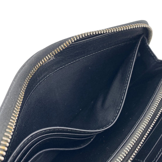 Dior Long Wallet Purse leather black Round zip wallet CD logo mens Used Authentic