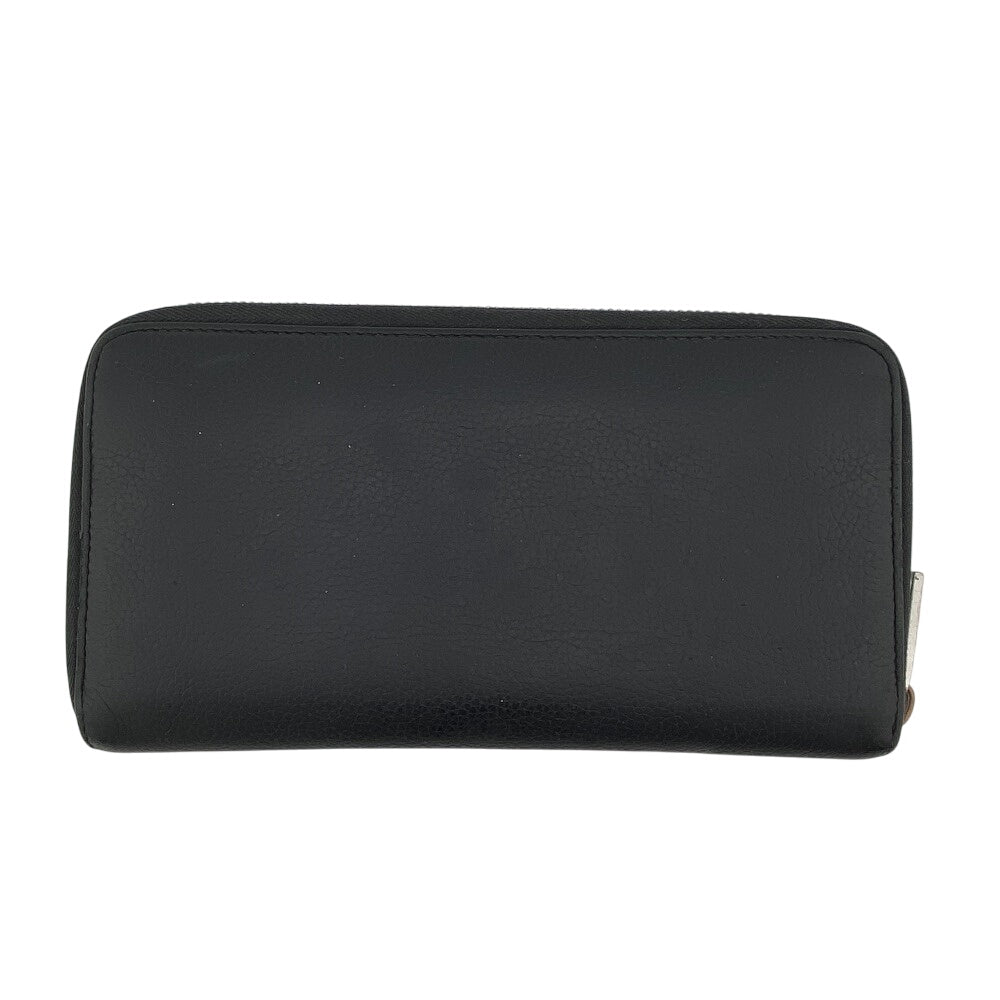 Dior Long Wallet Purse leather black Round zip wallet CD logo mens Used Authentic