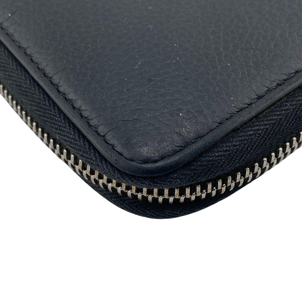 Dior Long Wallet Purse leather black Round zip wallet CD logo mens Used Authentic