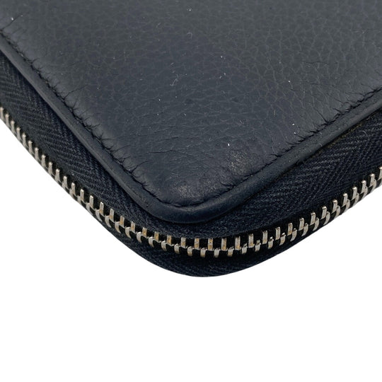 Dior Long Wallet Purse leather black Round zip wallet CD logo mens Used Authentic