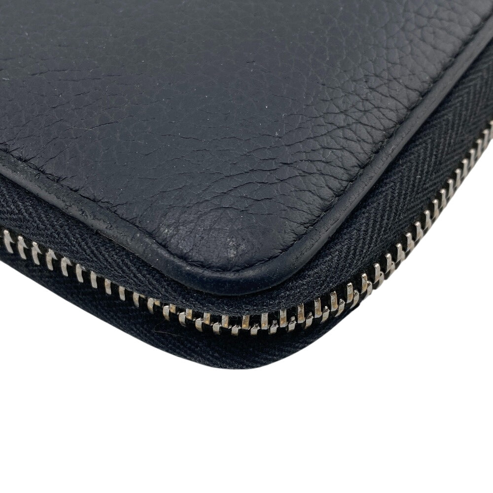 Dior Long Wallet Purse leather black Round zip wallet CD logo mens Used Authentic