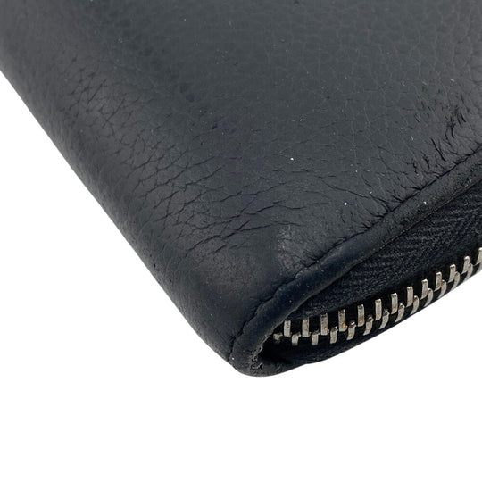 Dior Long Wallet Purse leather black Round zip wallet CD logo mens Used Authentic
