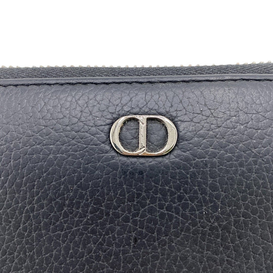Dior Long Wallet Purse leather black Round zip wallet CD logo mens Used Authentic