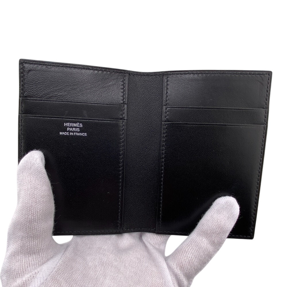 HERMES Card Case leather black MC2 Euclid mens Used Authentic