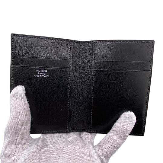 HERMES Card Case leather black MC2 Euclid mens Used Authentic