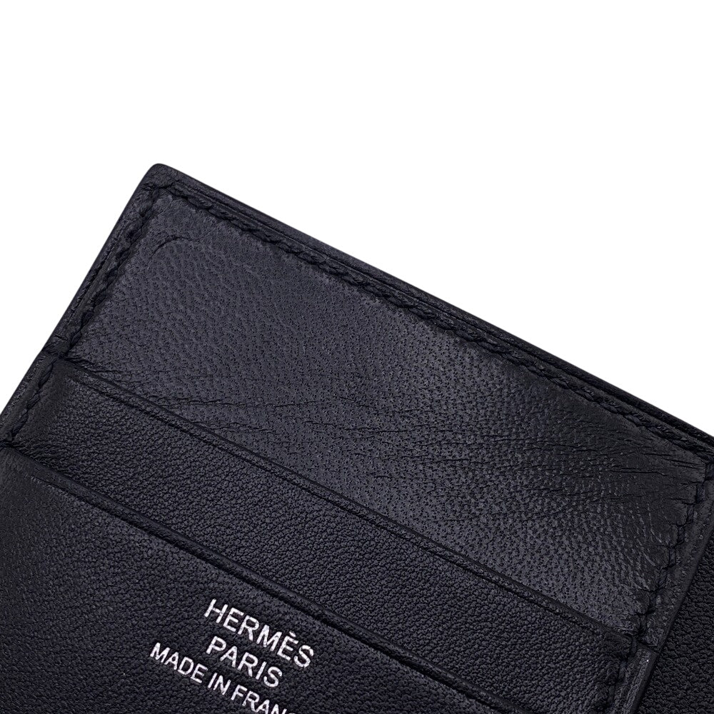 HERMES Card Case leather black MC2 Euclid mens Used Authentic