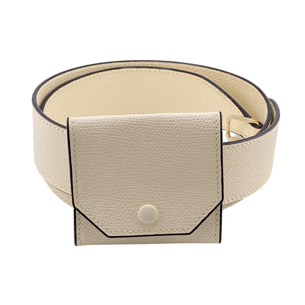 Valextra Shoulder strap leather white Comes with a coin case Women Used Authentic